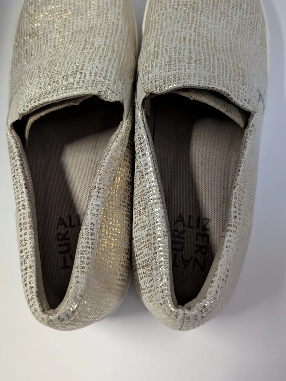 Metallic Textured Slip-On Sneakers - Neutral Metallic